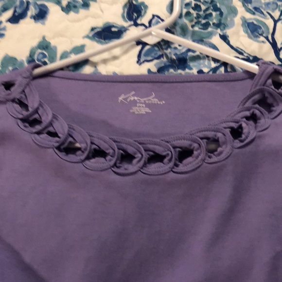 EUC Kim Rogers PM Purple Round Loop 3/4 Sleeve Pullover Blouse - Picture 5 of 5